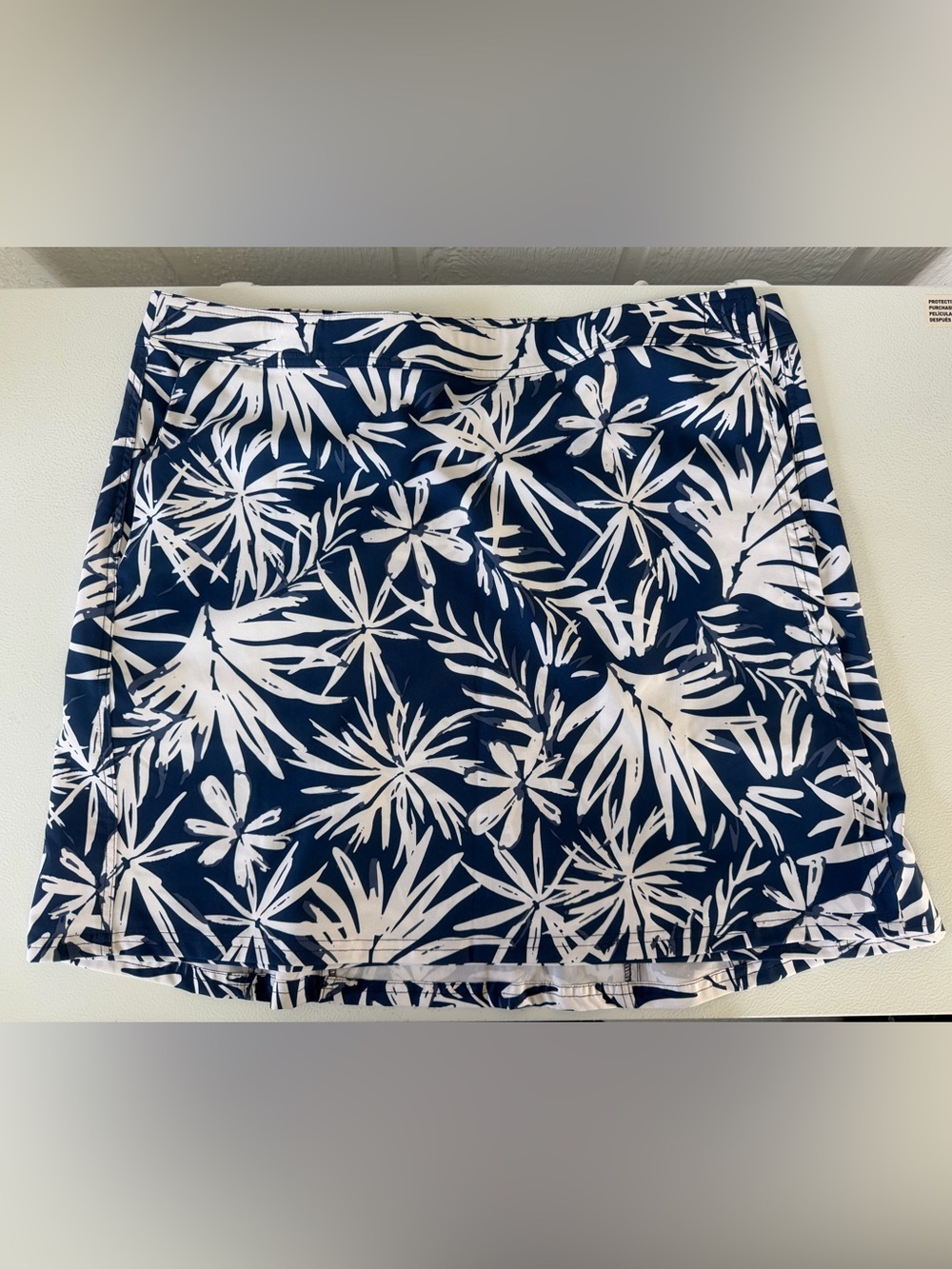 RipSkirt XL Blue White Tropical Wrap Travel Skort | Hidden Shorts | Beach Resort